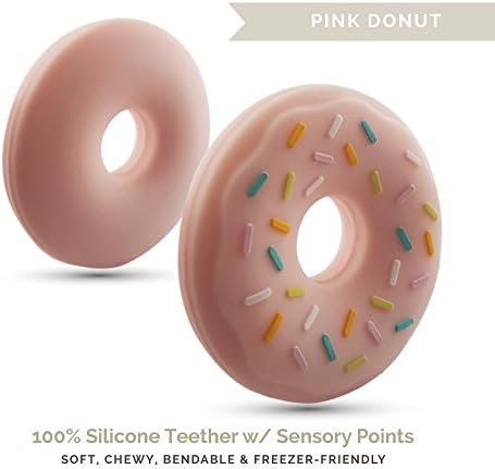 Lil' Teethers Baby Teething Toys. Bendable & Freezer friendly. Highly Recommended by Moms. 100% Silicone (similar to nipples & pacifiers), BPA & Phthalates Free, FDA Compliant. Frosted Donut