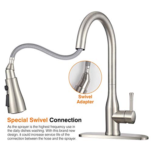 image for Stainless Faucet MSTJRY Commercial Kitchen Faucet with Pull Down Spray