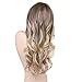 Emmor Blonde Long Wavy Human Hair Wigs for Women Blend With Kanecalon Fiber Ombre Curly Wig with Bangs,Natural Daily Use