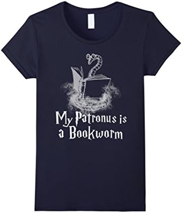 Women's My Patronus is a Bookworm T-shirt, Book Lover Shirt Small Navy