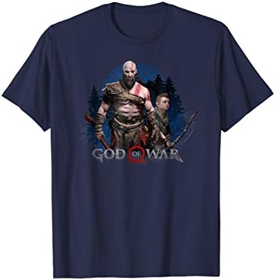 Mens God of War Kratos and Son Blue Glow T-shirt Large Navy