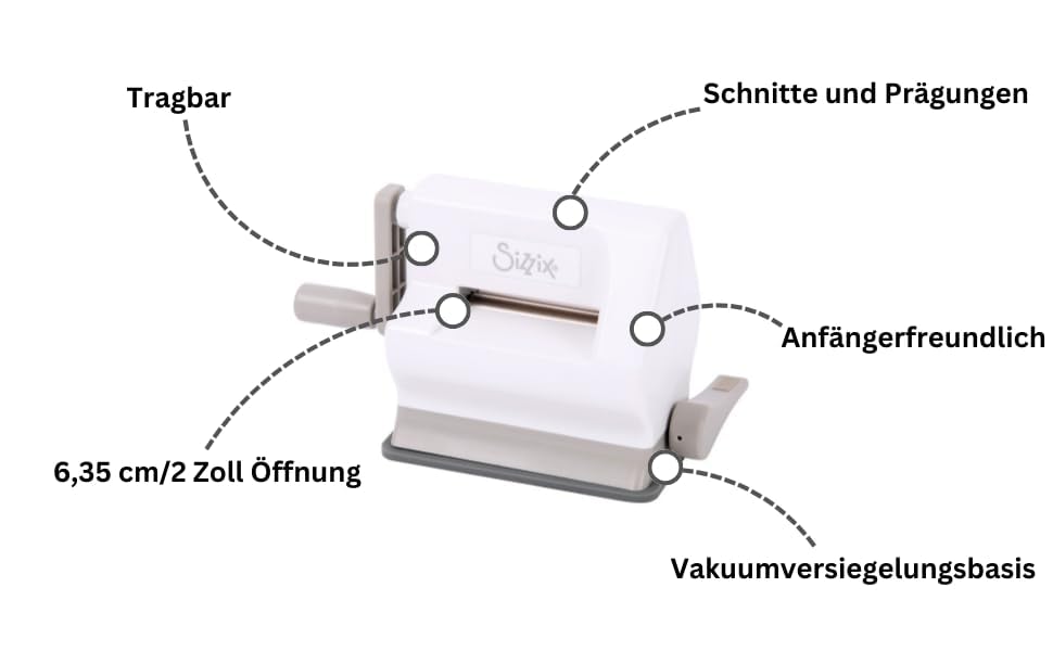 Sizzix Sidekick Starter Kit 661770 Portable Manual Die Cutting & Embossing Machine for Arts & Crafts, Scrapbooking & Cardmaking, 6.35 cm Opening, 2.5