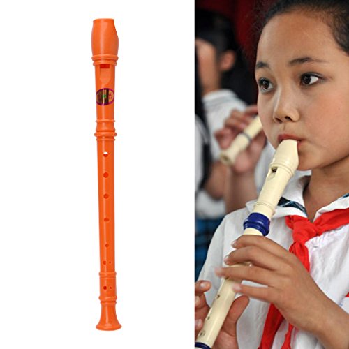 Kangnice Plastic Musical Instrument Soprano Recorder Long Flute 8 Holes (Red)