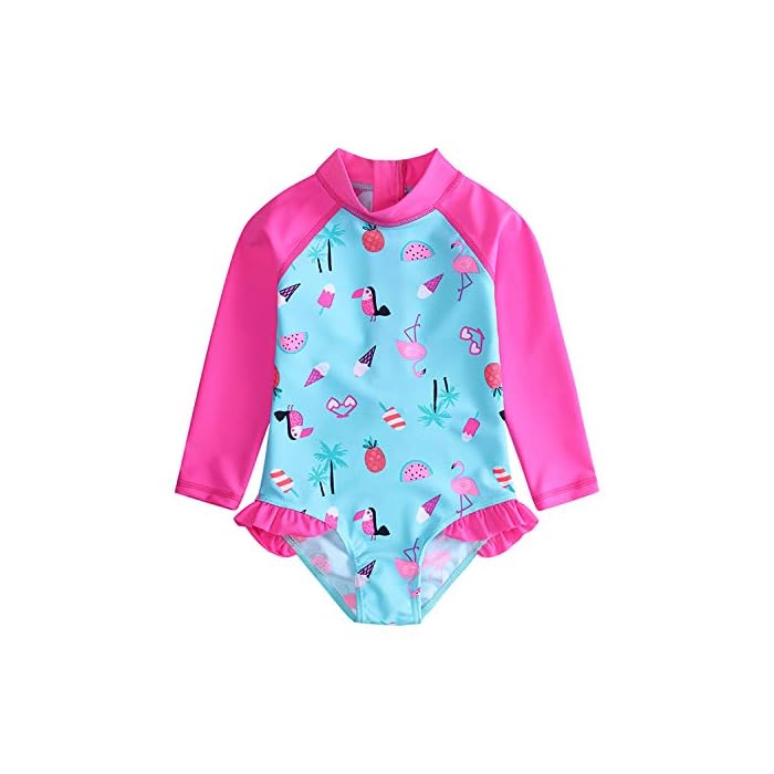 Buy Baby Swimming Costume Girls One Piece Long Sleeve Swimming Suit Printed Fruit And Bird50 Uv Sun Protection Swimsuit Costume 3 24months Online At Desertcart India