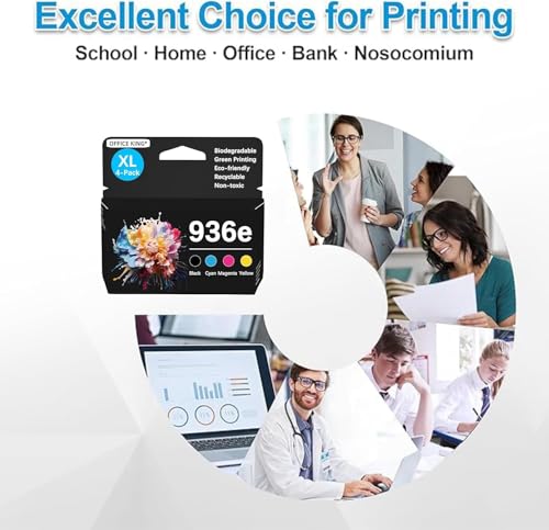 936XL 936e Ink Cartridges Compatible with HP OfficeJet Pro 9125e 9120e 9730e 91309135e 9122e 9128e 9110b 9120b9130b 9130e(KCMY)