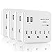 [4 Pack] BESTTEN Wall Surge Protector with 2 USB Charging Ports and 3 AC Outlets, 15A/125V/1875W, ETL Certified, White