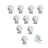 HOSL Diam 20mm Round Crystal Glass Cabinet Knobs Drawer Pull Furniture Handle(Pack of 10)