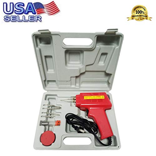 Electric Soldering Iron Solder Gun Kit - 5pc 100w Welding Torch Tool Sets + 2 Tips w/Case 100 Watt 110V for Soldering Electronics, Wood Engraving, Metalwork & Crafts Soldering Gun (Red)