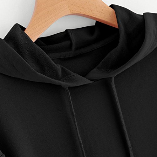 iYBUIA Womens Solid Long Sleeve Heart Hoodie Sweatshirt Jumper Hooded Pullover Tops Blouse(Black,M) - Thumbnail 3