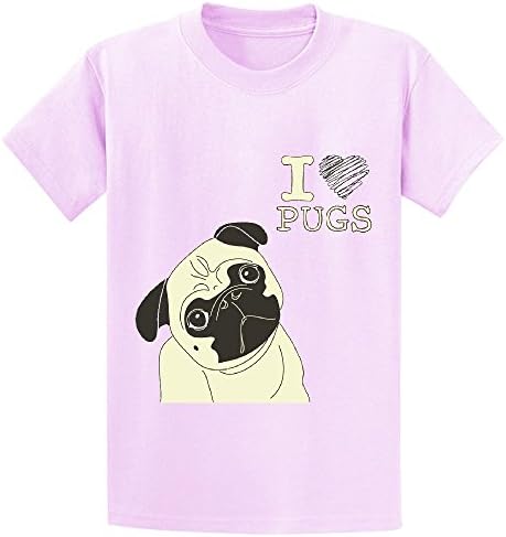 Cutestory I Love Pugs Chirldren Design Cotton T Shirts Pink