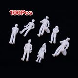 Dcolor 100Pcs Model Train People Figures Scale HO TT (1 to 100), Assorted Style, Great Collectibles--Light Grey
