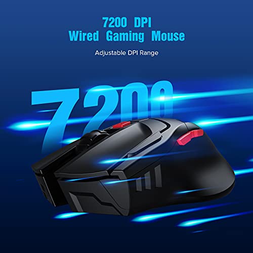 GTRACING Gaming Mouse Wired 7200 Dpi 6 Key Programmable Gamer Ergonomic USB Computer Mice Led Breathing Light Gamer Desktop Laptop Pc Gaming Mouse with Macro Recording for Windows,Mac,Pc Mice Gt790