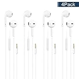 Robits Premium Quality Headphones Earphones Earbuds with Mic & Remote Control, Compatible with iPhone/iPad /iPod 4PACK -White