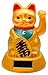 M.V. Trading Japanese Maneki Neko Fortune Cat Lucky Cat Gold Battery Operated Also Solar Powered with Waving Arm, 5-Inches