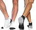 Compression Running Socks Men & Women - Best Low Cut No Show Athletic Socks for Stamina Circulation & Recovery - Durable Ankle Socks for Runners, Plantar Fasciitis & Cycling - 2 PAIR GRY WHT S/M