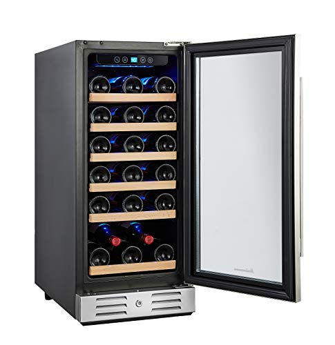 Kalamera-15-Wine-Cooler-30-Bottle-Built-in-or-Freestanding-with-Stainless-Steel-Double-Layer-Tempered-Glass-Door-and-Temperature-Memory-Function