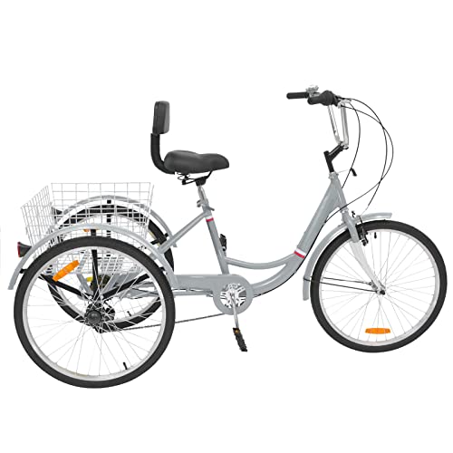 MOPHOTO Adult Tricycles Three Wheel Cruiser Bike 7 Speed, Adult Trikes