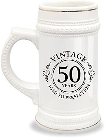 50th Birthday Beer Mug Stein - Born In 1968 - Vintage 50 Years - Fiftieth Gift 22oz