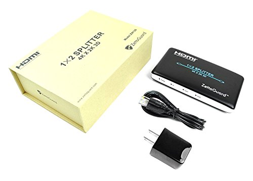 ZettaGuard 4K 1x2 HDMI Splitter 1 in 2 Out Digital 1 x 2 HDMI Splitters Signal Distributor with Full HD 4K x 2K, 3840 × 2160, 3D Support(One Input to Two Outputs)