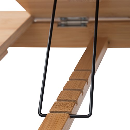 Morvat Bamboo Folding Laptop Lap Desk with Tilting Surface & Magnetic Drawer, Adjustable Writing Table & Bed Tray for Bedroom, Office & Couch, Holds Books Phones & Tablets, Includes Drawing Sketchpad