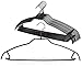 Mawa by Reston Lloyd Silhouette Ultra-Thin Series, Non-Slip Space Saving Shirt Hanger with Pant Bar & Skirt Hooks, Style 42/FTU, Black