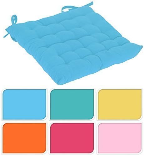 Set Of 4 Quilted Padded Cushion Dining Table Garden Patio Chair Seat Pads Pillow Set (Orange 936059)