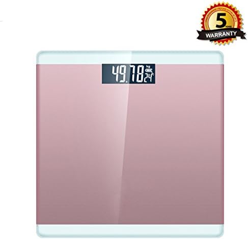 Digital Bathroom Scale, Electronic Personal Body Weight Scale, Backlit LCD Display and Large Tempered Glass Balance Platform, 400 lb/180kg Weight Scales with Precision Measuring min 0.2lb (Pink)