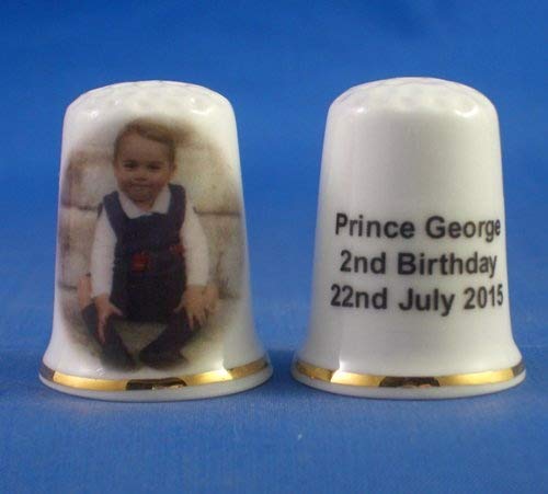 Porcelain China Collectable Thimble - Prince George 2nd Birthday -- Free Gift Box