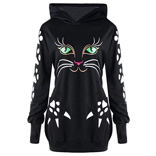 Orangeskycn Womens Cute Sweatshirts Cat Print Hoodie With Ears Pullover Tops - Thumbnail 5