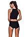 Wellwits Women's Crop Top High Neck High Waist Two Piece Swimsuit