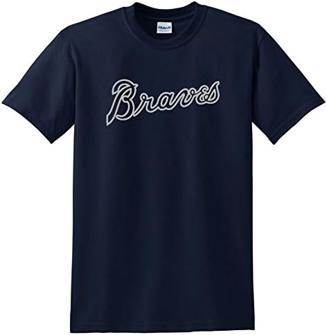 Braves T-shirt Silver Tee Navy (Large, Navy Blue)