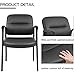 JUMMICO Office Guest Chair Reception Chair PU Leather Waiting Room Chair with Armrests Executive Office Chair Upholstered Set of 2 (Rustic, Black)