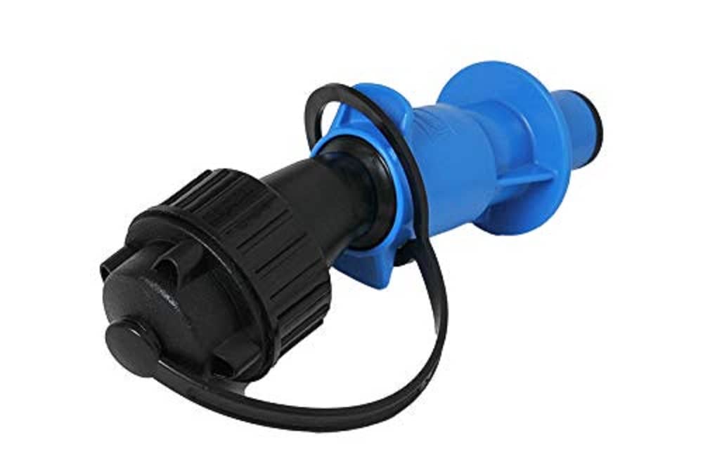 hünersdorff Filling Aid for Canister with DIN 40 Fittings, HD-PE, with Union Nut and Adapter on Closure, Black/Light Blue