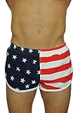 Men's American Flag and Nylon Swimwear Running Shorts
