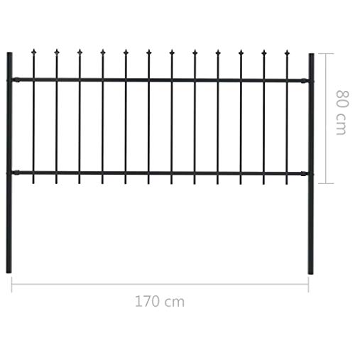 pedkit Gartenzaun mit Speerspitzen Stahl 1,7 x 0,8 m Schwarz Schmuckzaun Metallzaun Stahlzaun Gitterzaun Zaunfeld – Bild 5