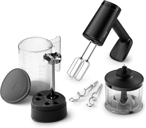 Philips Sbattitore a immersione serie 5000, Sbattitore a immersione 3 in 1, Potente motore da 500 W, Archiviazione intelligente, 5 impostazioni di velocità, Paraspruzzi, Nero (HR3781/20)