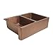 Rockwell Farmhouse Apron Front Handmade Pure Solid Copper 33 in. Double Bowl Copper Kitchen Sink in Antique Copper