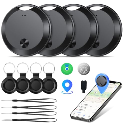 2026 Smart Tracker Tags 4 Pezzi (solo iOS), Compatibile con Apple Dov'è, Bluetooth Trova Oggetti 365 Giorni, Batteria Sostituibile, Impermeabile IP68, Localizzatore Chiavi/Portafoglio/Bagagli/Valigie