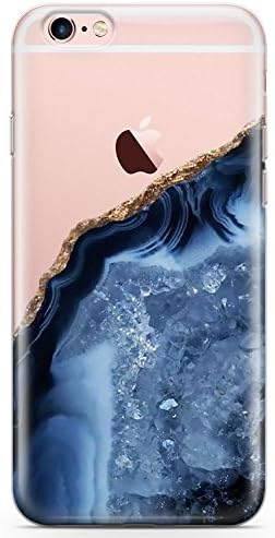 iPhone 6 Case, iPhone 6s Agate Stone Phone Case by Casechimp® | Clear Ultra Thin Lightweight Gel Silicon TPU Protective Cover | Marble Girlboss Blue Crystal Pastel
