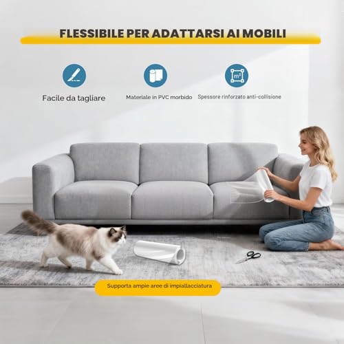Cat Scratches Sofa Protector, 40 x 800 cm Scratch-Resistant Cat Sofa Protector for Cat, Sofa Protector for Sofas, PVC Anti-Scratch Protector, Protector for Sofa Door and Furniture