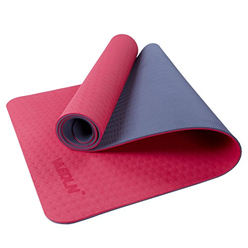 Vanerdun Yoga Mat – High-Density Non-Slip Yoga Mat, TPE Material is Environmentally Friendly and Highly Elastic,Workout Mat for All Type of Yoga, Pilates and Fitness(1/4 inch)(Red/Dark Grey)