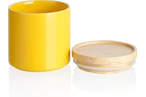 SWEEJAR Kitchen Canisters Ceramic Food Storage Jar, Stackable Containers with Airtight Seal Wooden Lid for Serving Ground Cof