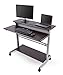 Stand Up Desk Store Rolling Adjustable Height Two Tier Standing Desk Computer Workstation (Silver Frame/Dark Walnut Top, 48