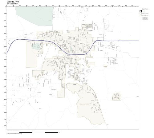 ZIP Code Wall Map of Gillette, WY ZIP Code Map Laminated
