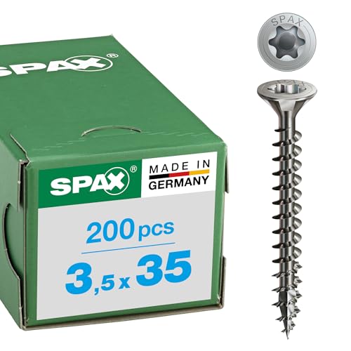 Spax 4CUT 1197000350163 Universal Screw, Countersunk T-Star Plus Fully Threaded, Stainless Steel Rust- A2, 1.4567, 1197000350353