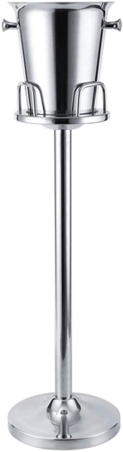 GXFeng Ice Bucket with Stand 201 Stainless Steel Wine Champagne Ice Cooler Chiller With Carrying Handle for Wine Champagne Beer KTV Clubs Bar Parties (Color : Silver, Size : Stand 60cm tall)