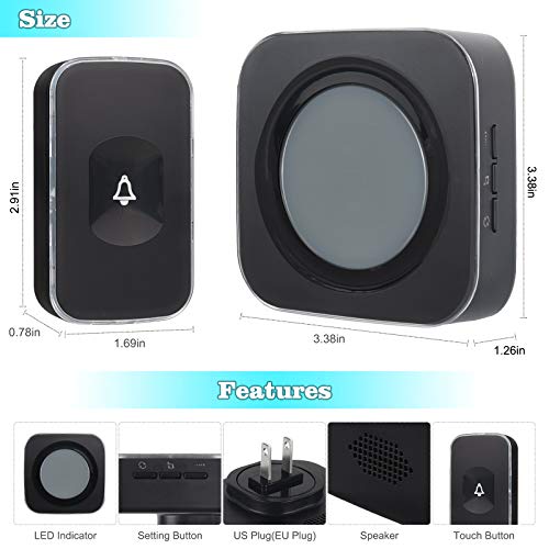 Wireless Door Bell, IP55 Waterproof Doorbell Operating at 1000 Feet