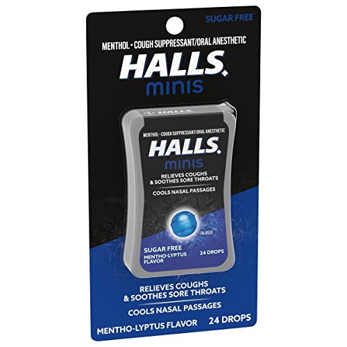 HALLS Minis Mentho-Lyptus Flavor Sugar Free Cough Drops, 24 Drops