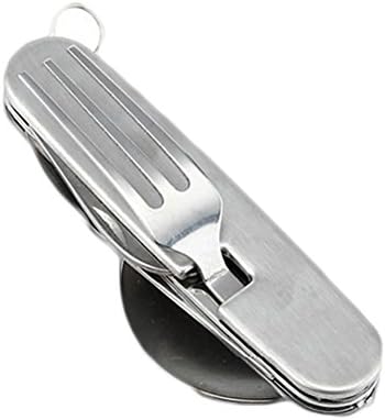 Bohonan Portable Multitool Folding Stainless Steel Utensil Set Tableware Dinnerware Tool - Spoon, Fork, Knife, Can Bottle Opener
