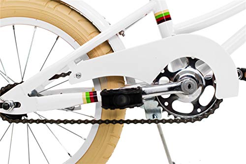 ACEGER Kids Bike for Girls with Basket, 16 inch with Kickstand, No Training Wheels (White, 16 inch)